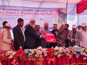 সিদ্ধিরগঞ্জে জাতীয় পরিবেশ মানবাধিকার সোসাইটির শীতবস্ত্র বিতরণ